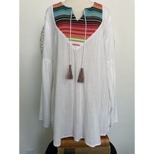Ariat Womens Top Shirt Embroidered White LS Western Southwestern Serape Large